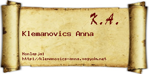 Klemanovics Anna névjegykártya