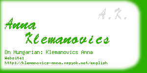 anna klemanovics business card